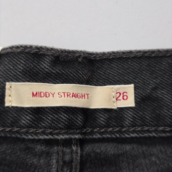 NWT Levi's Premium Middy Straight Leg Jeans Black 26 Minimalist - Picture 6 of 9